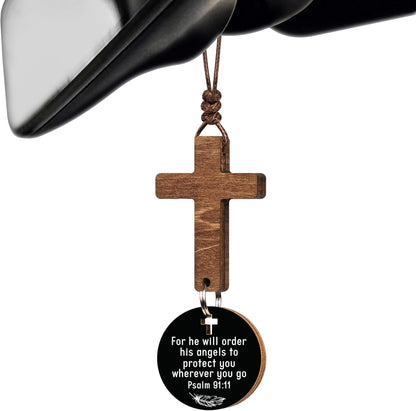 Cross for Car Mirror Hanging, Daily Bible Verse Car Cross Hanging Accessories