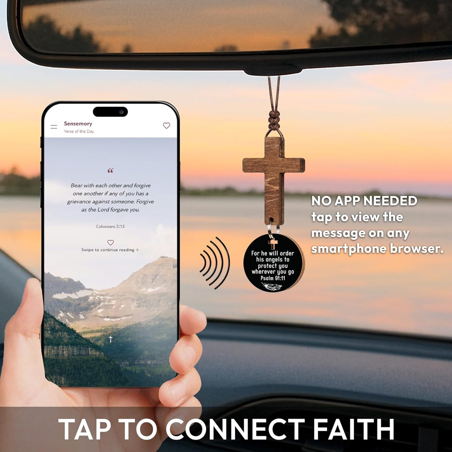 Cross for Car Mirror Hanging, Daily Bible Verse Car Cross Hanging Accessories