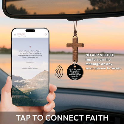 Cross for Car Mirror Hanging, Daily Bible Verse Car Cross Hanging Accessories