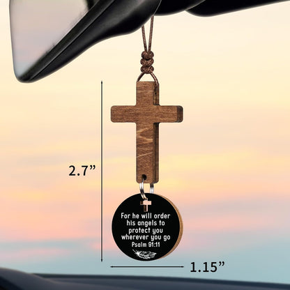 Cross for Car Mirror Hanging, Daily Bible Verse Car Cross Hanging Accessories